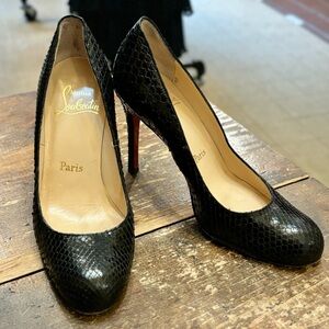Christian Louboutin Black Python Pumps